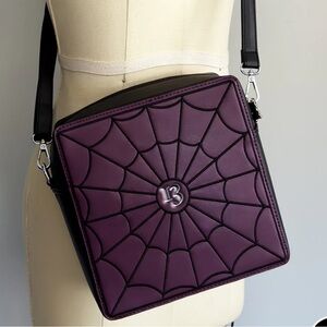 Oblong Box Shop Winchester Mystery Stained Glass Purple Spider Web Crossbody Bag